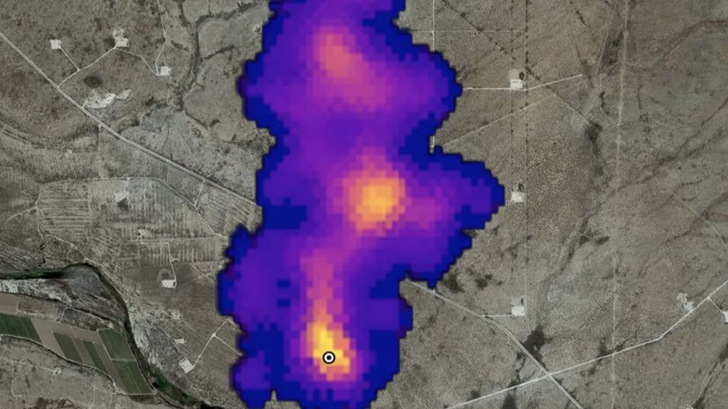 Les satellites sont formels, les émissions de méthane sont sous-estimées Image satellite avec émission de méthane