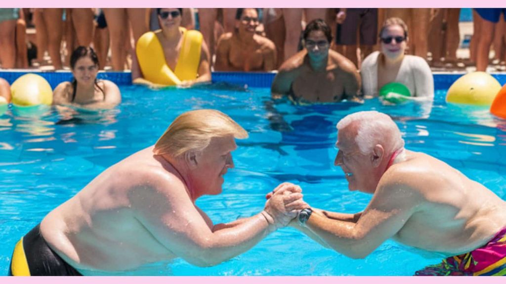Joe Biden et Donald Trump dans une piscine