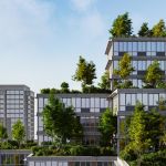 Un immeubel moderne avec de grandes terrasses très végétalisées