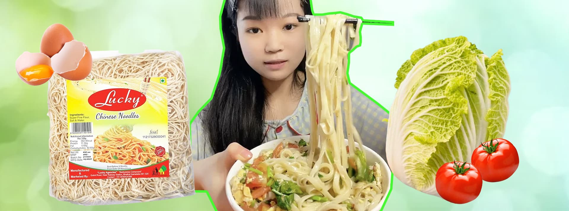 Une jeune Chinoise et des aliments bon marché