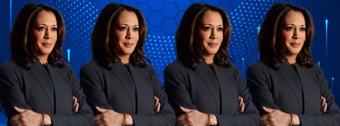 Kamala Harris devra-t-elle plier face aux crypto-bro ? Kamala Harris sur fond digital