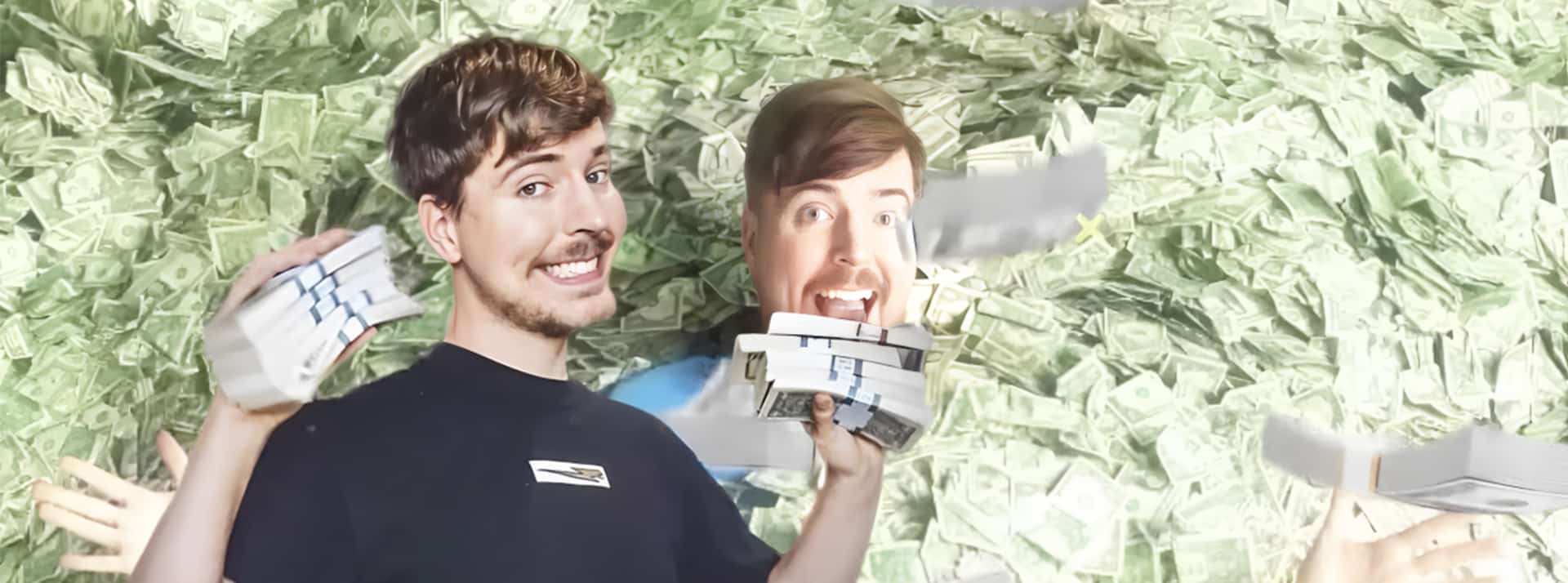 un youtubeur dans une marre d'argent