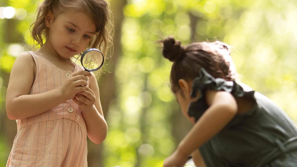 Des petites filles dans la forêt