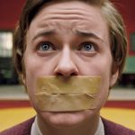 Un homme d'une trentaine d'années avec du sparadrap sur la bouche