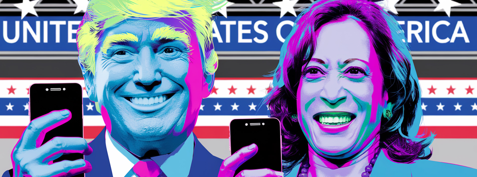 Kamala, Donald, (Elon) et Internet : les influenceurs vont-ils faire basculer l’élection ? - L'ADN Donald Trump et Kamala Harris sur leurs portables