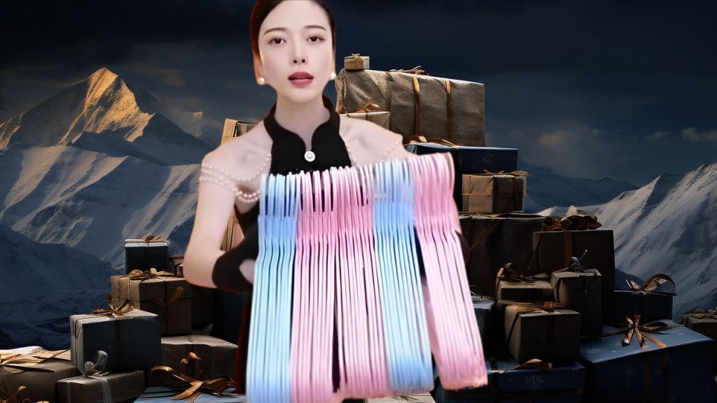 Zheng Xiangxiang pr - sentant des cintres en plastique rose et bleu