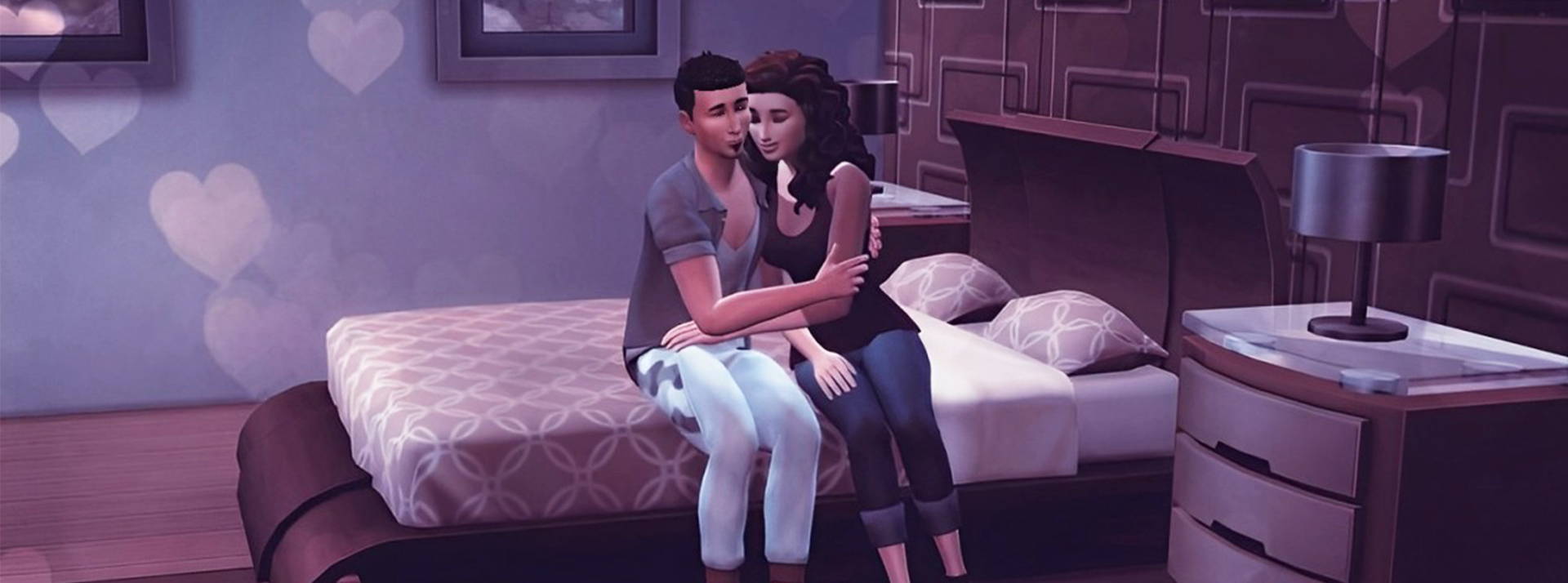Un couple de Sims sur un lit