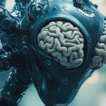 Un robot alien avec des tentacules métalliques et des cerveaux en guise d'yeux