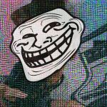 une troll face qui tient un ghetto blaster