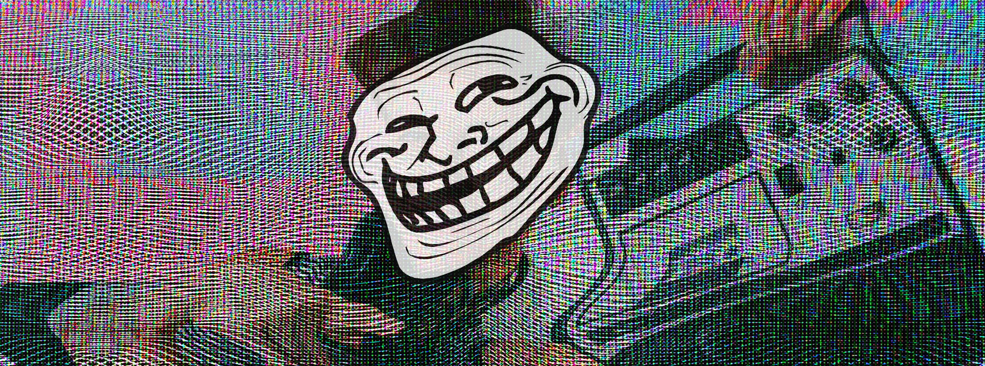 Quand ils arrivent en ligne, partie 2 : la rhétorique de l’énervement - L'ADN une troll face qui tient un ghetto blaster