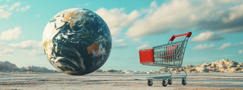 caddie-globe image d'un caddie et d'un globe terrestre