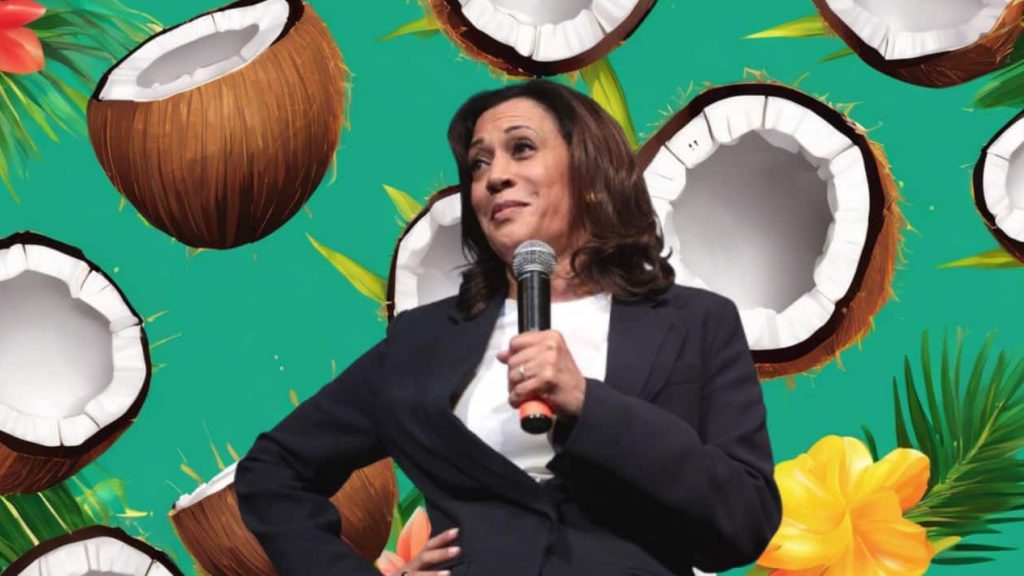 kamala coconut Kamala harris sur un fond de noix de coco