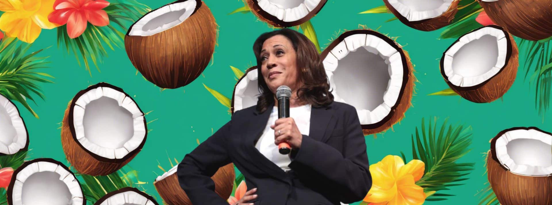 kamala coconut - L'ADN Kamala harris sur un fond de noix de coco