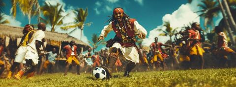 Lutte contre le streaming illégal : la chasse aux pirates du sport est ouverte ! Un pirate des Caraïbes joue au foot