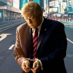 Donald Trump seul dans la rue avec des menottes
