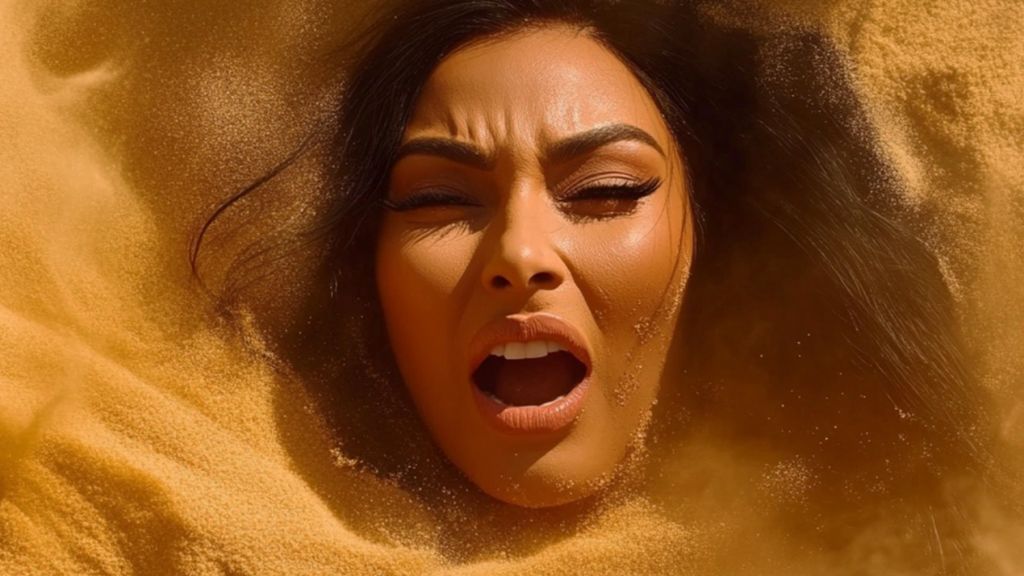 Less is better : L’ère post-Kardashian est en marche Kim Kardashian engloutie par une mer de sable