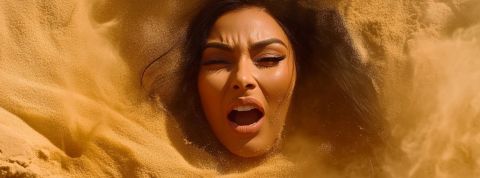 Less is better : L’ère post-Kardashian est en marche Kim Kardashian engloutie par une mer de sable