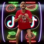 Un homme malade très maigre machine à sous avec 4 logos TikTok