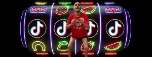 Un homme malade très maigre machine à sous avec 4 logos TikTok