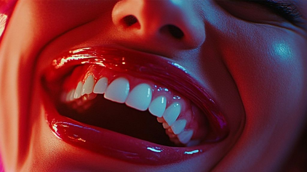 Une fille qui rit à gorge déployée