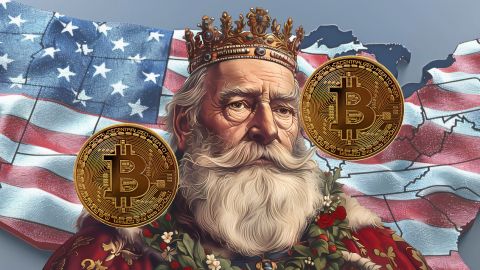 Un roi avec des Bitcoins sur la carte des USA