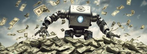 En combien de temps mon IA peut-elle gagner 1 million de dollars ? C’est le nouveau test de Turing un robots sous une pluie de billets de banque