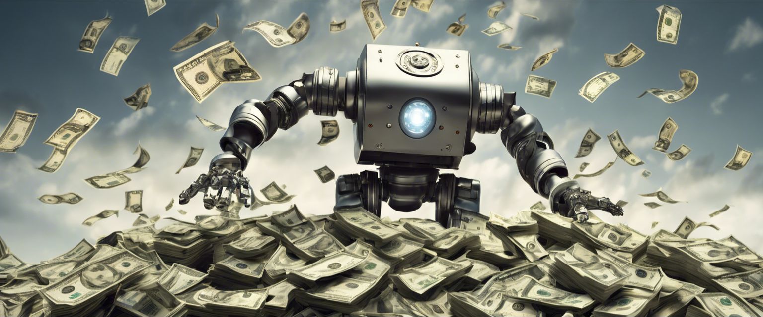 un robots sous une pluie de billets de banque