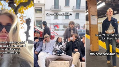 une femme qui écarte les jambes sur un banc