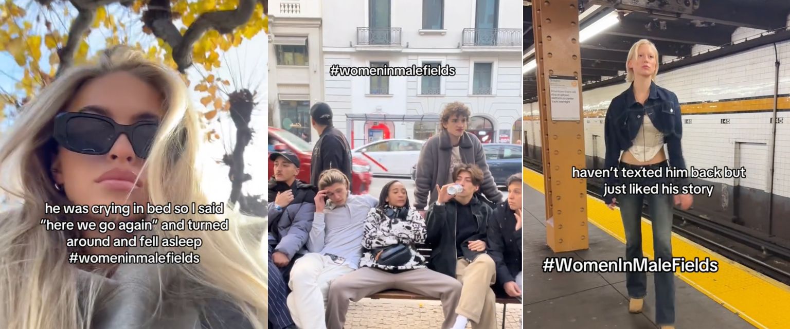 Sur TikTok, joue-là comme un gros macho ! - L'ADN une femme qui écarte les jambes sur un banc