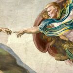 Donald Trump dans La Création d'Adam à la place de Dieu