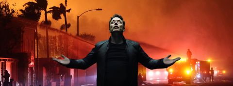 Incendies à Los Angeles : Elon Musk accuse le « wokisme », les internautes pointent du doigts les milliardaires Les feux de Los Angeles avec Elon Musk les bras vers le ciel