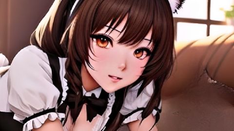 Une manga soubrette sexy sur un canapé