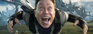 Elon Musk en personnage de jeu vidéo, avec une expression