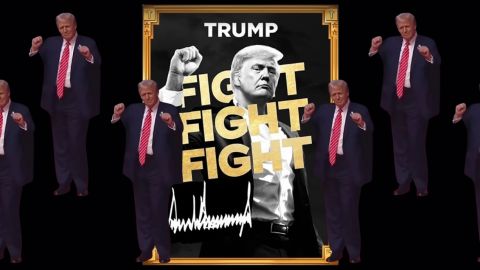 La crypto de Trump avec des Trump qui dansent en fond