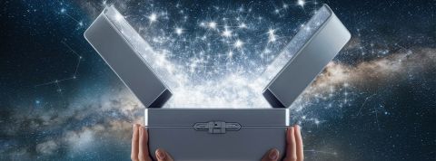 C'est quoi Skylight, cette application en construction qui veut devenir le « TikTok du peuple » ? Deux mains tiennent une boite en métal qui s'ouvre avec un ciel étoilé