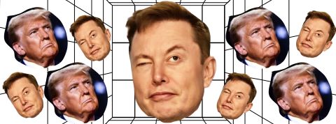 29-01-trump-musk les visages de Trump et Musk qui flottent dans l'espace