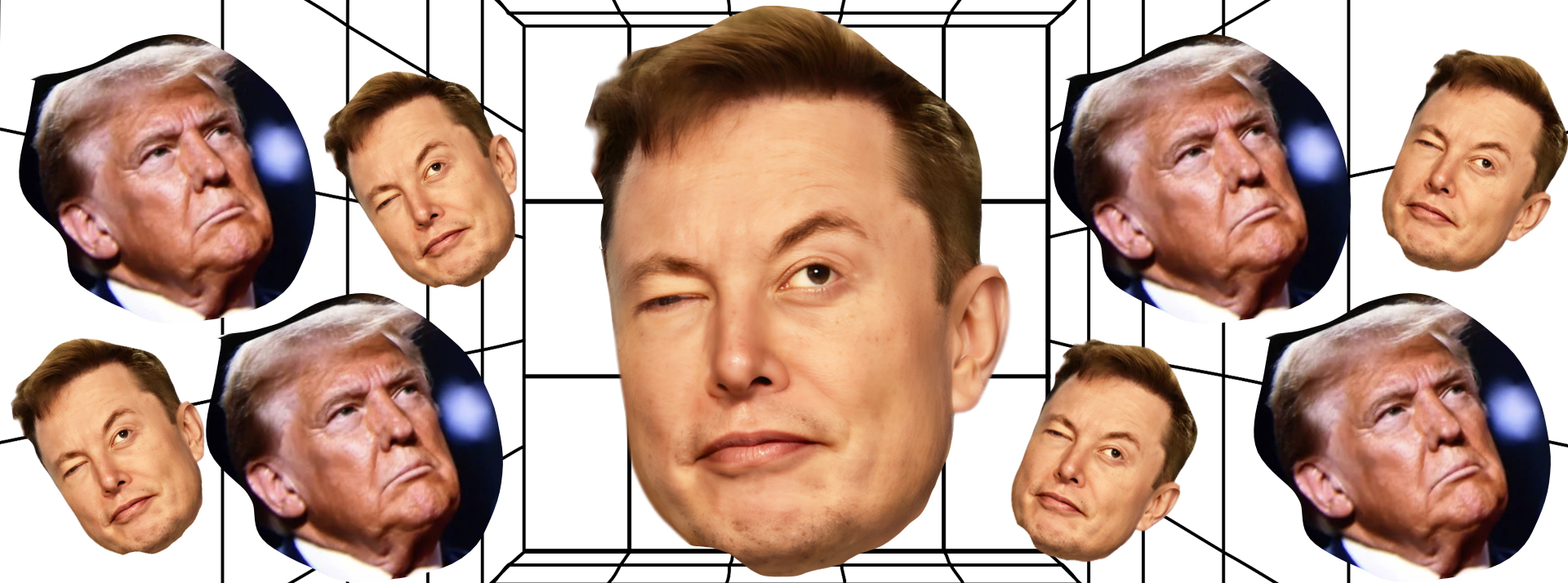 29-01-trump-musk - L'ADN les visages de Trump et Musk qui flottent dans l'espace