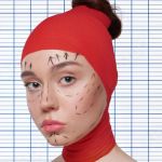 Le visage d'une jeune de la GenZ avec des traits de feutres prévoyant des modifications esthétiques