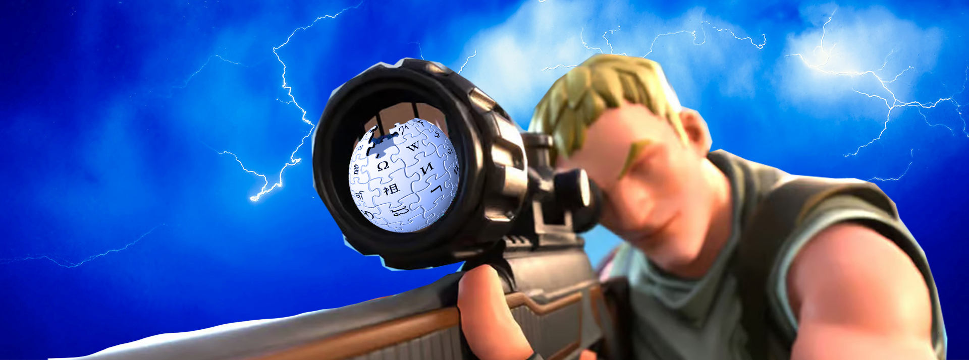 un sniper qui vise le logo de wikipedia