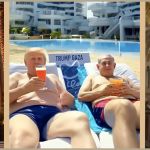 Trump et Netanyahu sirotant un cocktail devant une piscine après un bon génocide