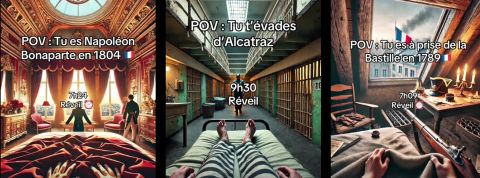 Sur TikTok, les vidéos historiques générées par IA pullulent et flirtent avec le révisionnisme Captures du compte @retourverslepasse sur TikTok