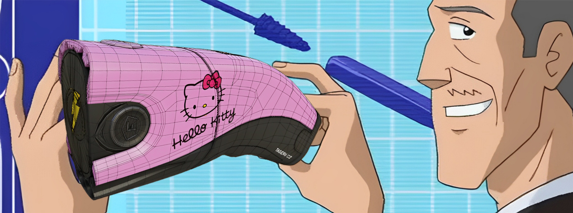 Jerry de Totally spies et un taser Hello Kitty