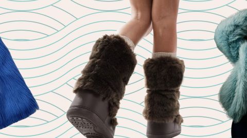 Un sac, des moon boots et un blouson en faux fur