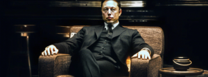 un photo montage qui reprend une affiche du film le parrrain avec la tête de musk