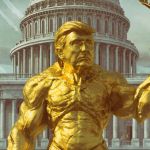 une statue de trump en or