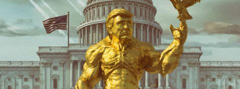 se moquer du trumpisme une statue de trump en or