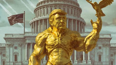 une statue de trump en or