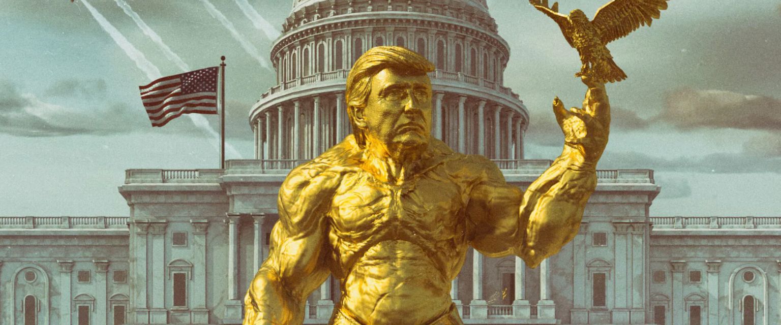 une statue de trump en or