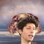 La tête de Sam Altman dans un nuage nucélaire