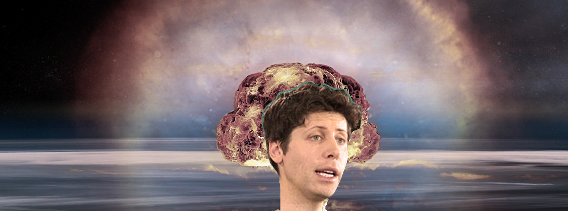 Pourquoi le monde de la tech a désespérément besoin qu’OpenAI soit rentable ? - L'ADN La tête de Sam Altman dans un nuage nucélaire